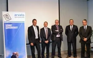 De izqda. a derecha: Pere San Martín, Director General de arvato Marketing Services; Emili Rubió, Director de Atención al Ciudadano del Ayuntamiento de Barcelona; Borja Adsuara, Director General de Red.es; Luis Olavarría, Director de Empresa Pública de Emergencias Sanitarias de la Junta de Andalucía; e Iñigo Arribalzaga, Director General de arvato Customer Services De izqda. a derecha: Pere San Martín, Director General de arvato Marketing Services; Emili Rubió, Director de Atención al Ciudadano del Ayuntamiento de Barcelona; Borja Adsuara, Director General de Red.es; Luis Olavarría, Director de Empresa Pública de Emergencias Sanitarias de la Junta de Andalucía; e Iñigo Arribalzaga, Director General de arvato Customer Services